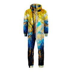 Yellow And Blue Forest Hooded Jumpsuit (kids) by okhismakingart