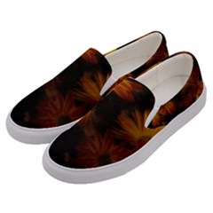 Red Striped Flowers Men s Canvas Slip Ons by okhismakingart