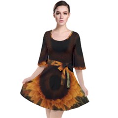 Single Sunflower Velour Kimono Dress