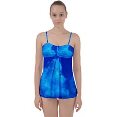 Deep Blue Clouds Babydoll Tankini Set by okhismakingart