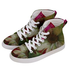 Grainy Green Flowers Men s Hi-top Skate Sneakers by okhismakingart