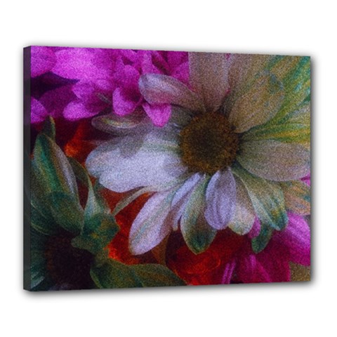 Grainy Green Flower (with Blue Tint) Canvas 20  X 16  (stretched) by okhismakingart