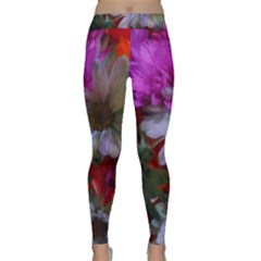 Grainy Green Flower (with Blue Tint) Classic Yoga Leggings by okhismakingart