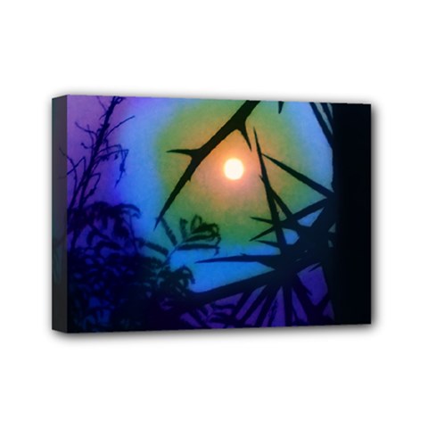 Rainbow Moon And Locust Tree Mini Canvas 7  X 5  (stretched) by okhismakingart