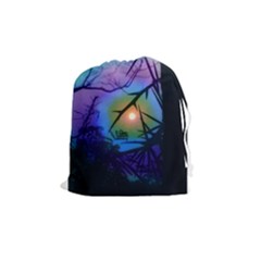 Rainbow Moon And Locust Tree Drawstring Pouch (medium) by okhismakingart