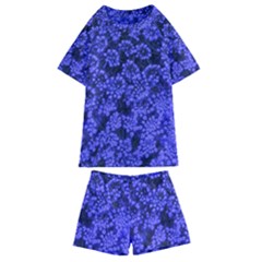 Blue Queen Anne s Lace (up Close) Kids  Swim Tee And Shorts Set by okhismakingart