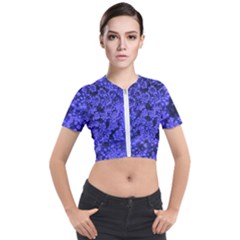 Blue Queen Anne s Lace (up Close) Short Sleeve Cropped Jacket by okhismakingart