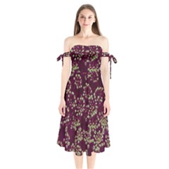 Pink And Green Queen Annes Lace (up Close) Shoulder Tie Bardot Midi Dress