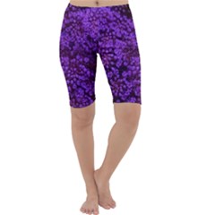 Purple Queen Anne s Lace Landscape Cropped Leggings 