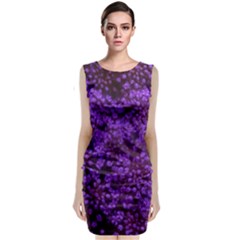 Purple Queen Anne s Lace Landscape Sleeveless Velvet Midi Dress by okhismakingart