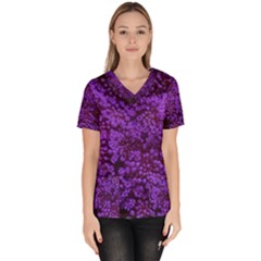 Purple Queen Anne s Lace Landscape Women s V-neck Scrub Top by okhismakingart