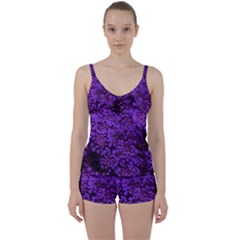 Purple Queen Anne s Lace Landscape Tie Front Two Piece Tankini