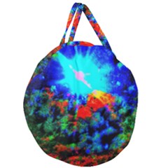 Psychedelic Spaceship Giant Round Zipper Tote by okhismakingart