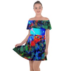 Psychedelic Spaceship Off Shoulder Velour Dress by okhismakingart