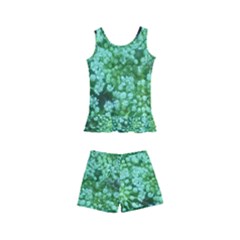 Green Queen Anne s Lace Landscape Kids  Boyleg Swimsuit by okhismakingart