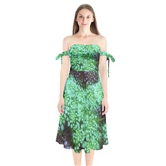 Green Queen Anne s Lace Landscape Shoulder Tie Bardot Midi Dress by okhismakingart