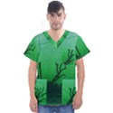 Creepy Green Scene Men s V-Neck Scrub Top View1