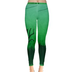 Creepy Green Scene Inside Out Leggings by okhismakingart