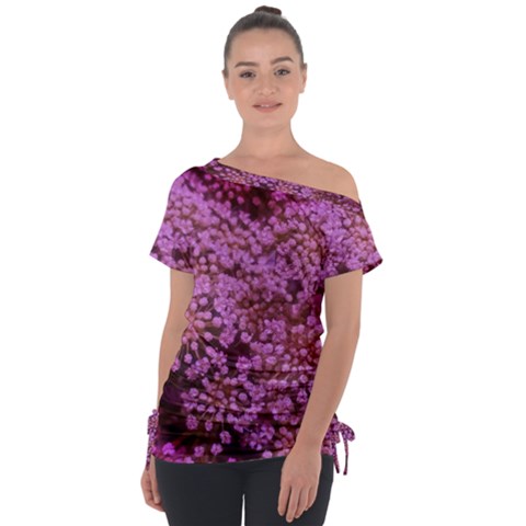 Pink Queen Anne s Lace Landscape Tie-up Tee by okhismakingart