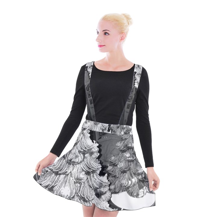 Black and White Christmas Suspender Skater Skirt