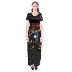 Moon Supernova Short Sleeve Maxi Dress by okhismakingart