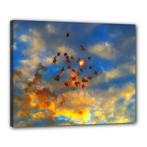 Football Fireworks Canvas 20  X 16  (stretched) by okhismakingart