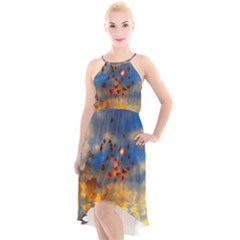 Football Fireworks High-low Halter Chiffon Dress  by okhismakingart