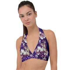 Soft Purple Hydrangeas Halter Plunge Bikini Top