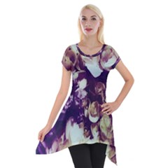 Soft Purple Hydrangeas Short Sleeve Side Drop Tunic by okhismakingart