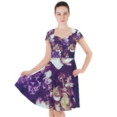 Soft Purple Hydrangeas Cap Sleeve Midi Dress