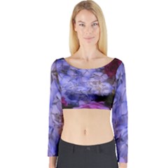 Hydrangea Arrangement Ii (blue Tint) Long Sleeve Crop Top by okhismakingart