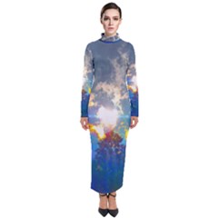 Broken Sky Turtleneck Maxi Dress by okhismakingart