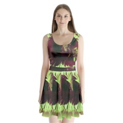 Green Glowing Flower Split Back Mini Dress  by okhismakingart