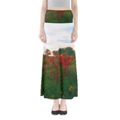 Red Weeds Full Length Maxi Skirt by okhismakingart