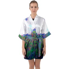 Neon Weeds Quarter Sleeve Kimono Robe by okhismakingart