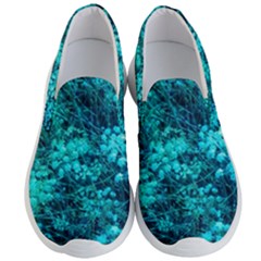 Blue-green Compound Flowers Men s Lightweight Slip Ons by okhismakingart