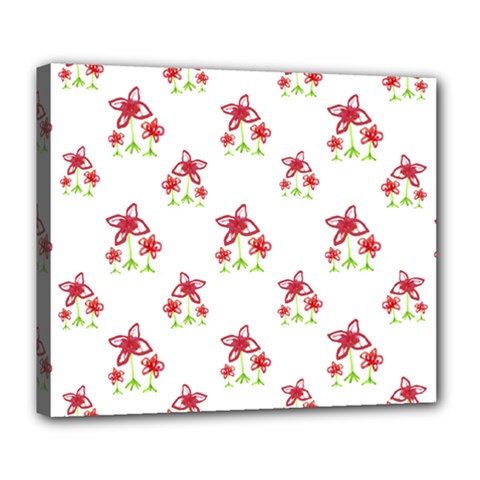 Cute Floral Drawing Motif Pattern Deluxe Canvas 24  X 20  (stretched) by dflcprintsclothing