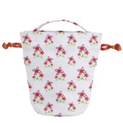 Cute Floral Drawing Motif Pattern Drawstring Bucket Bag by dflcprintsclothing