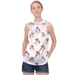 Cute Floral Drawing Motif Pattern High Neck Satin Top by dflcprintsclothing