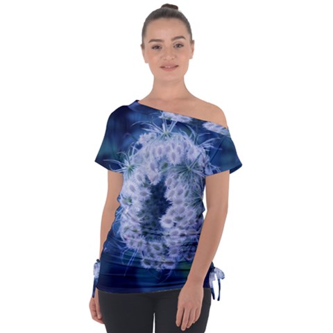 Light Blue Closing Queen Annes Lace Tie-up Tee by okhismakingart