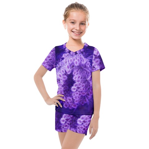 Dark Purple Closing Queen Annes Lace Kids  Mesh Tee And Shorts Set by okhismakingart