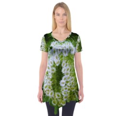 Green Closing Queen Annes Lace Short Sleeve Tunic  by okhismakingart