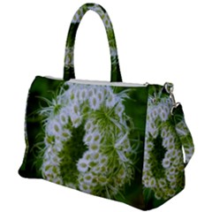 Green Closing Queen Annes Lace Duffel Travel Bag by okhismakingart