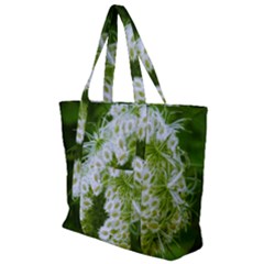 Green Closing Queen Annes Lace Zip Up Canvas Bag by okhismakingart