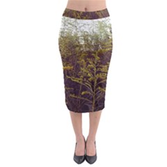 Purple And Yellow Goldenrod Midi Pencil Skirt by okhismakingart