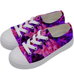 Pink And Blue Sideways Sumac Kids  Low Top Canvas Sneakers by okhismakingart