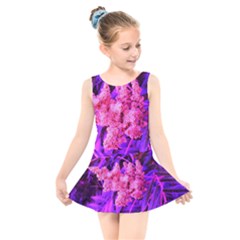 Pink And Blue Sideways Sumac Kids  Skater Dress Swimsuit by okhismakingart