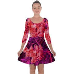 Pink Sideways Sumac Quarter Sleeve Skater Dress by okhismakingart