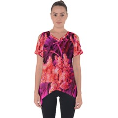 Pink Sideways Sumac Cut Out Side Drop Tee by okhismakingart