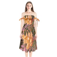 Pale Yellow And Green Sideways Sumac Shoulder Tie Bardot Midi Dress by okhismakingart